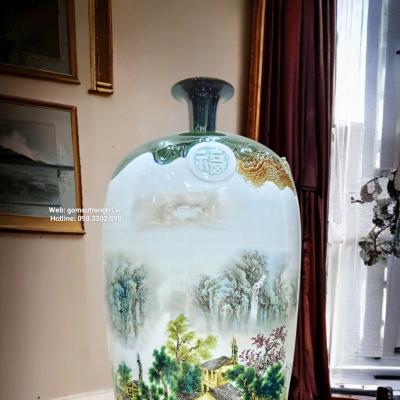 bình cổ hút hoạ tiết xóm núi, bình sứ trung quốc, gốm sứ giang tây